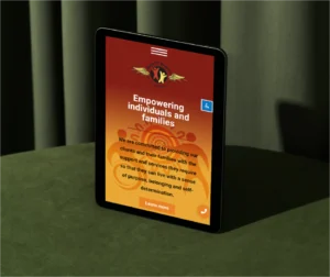 Tablet mock up of NDIS website home page for Wings of Support