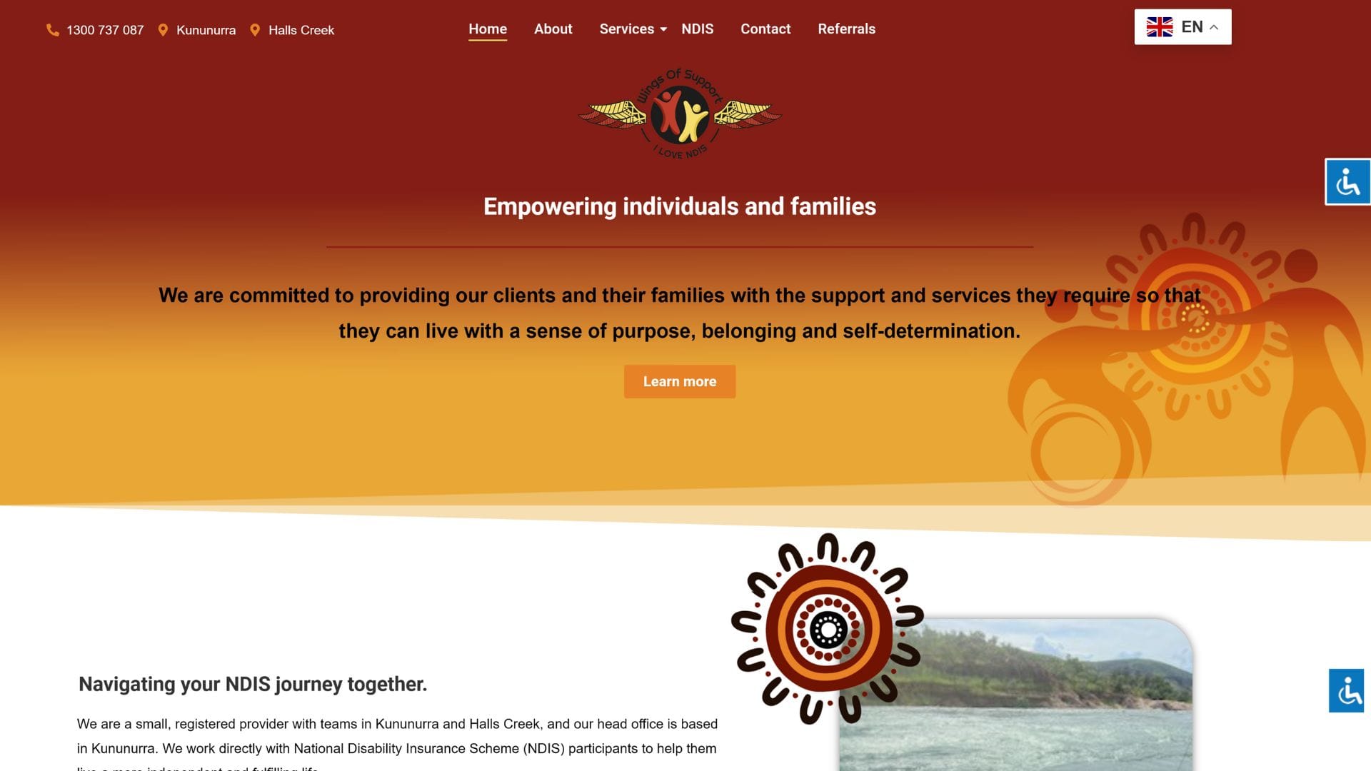 Homepage Website design of Wings of Support NDIS Business